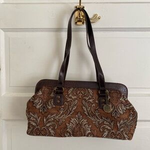 The Sak Original Brown and Tan Patterned Tapestry Vintage Style Shoulder Bag